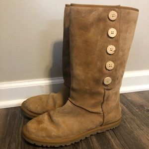 UGG Brown Suede Button Up Classic Tall Boots